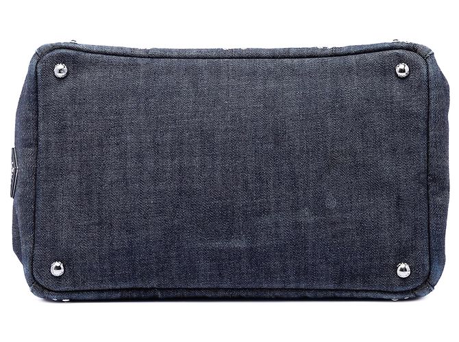 Tote Borsa Prada Studded Denim Canapa Logo Grigio - vista 3