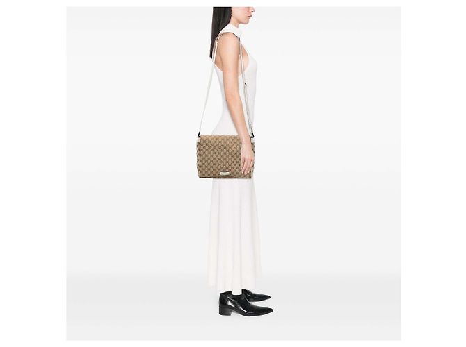 Borsa a tracolla Gucci GG Canvas beige - vista 6