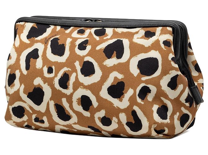 Braune Gucci Leopard Print Canvas Pouch - Ansicht 2