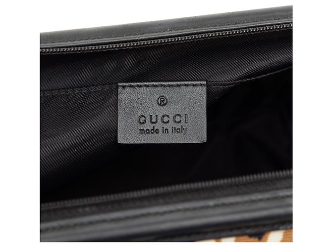 Braune Gucci Leopard Print Canvas Pouch - Ansicht 5