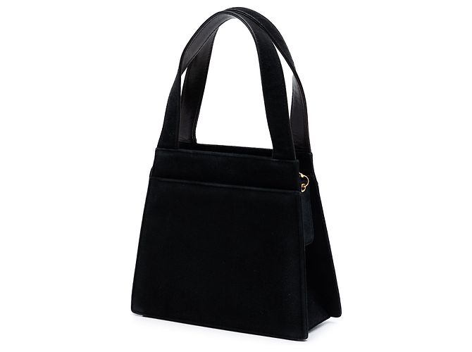 Borsa a mano Chanel in scamosciato nero con logo - vista 2
