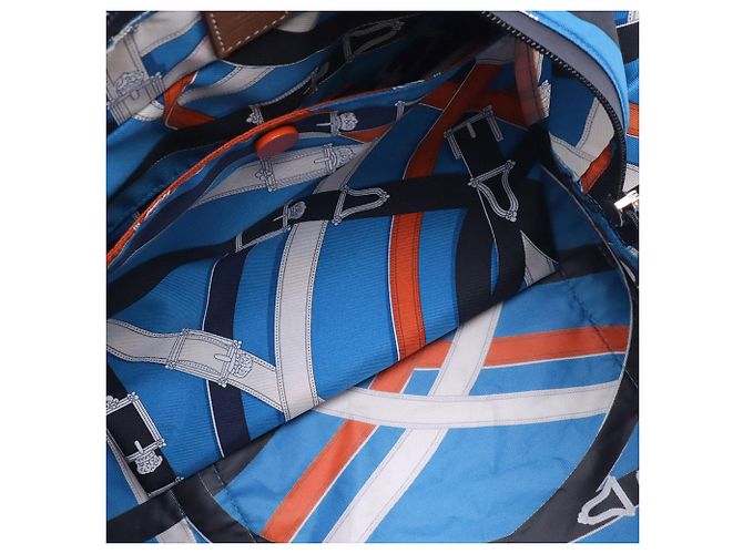Duffle Borsa Duffel Blue Hermès in seta e Barenia Cavalcadour Airsilk 38 - vista 3