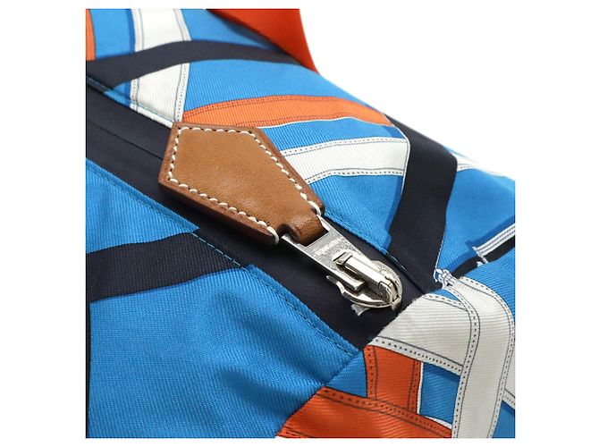Duffle Borsa Duffel Blue Hermès in seta e Barenia Cavalcadour Airsilk 38 - vista 5