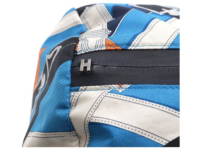 Duffle Borsa Duffel Blue Hermès in seta e Barenia Cavalcadour Airsilk 38 - vista 8
