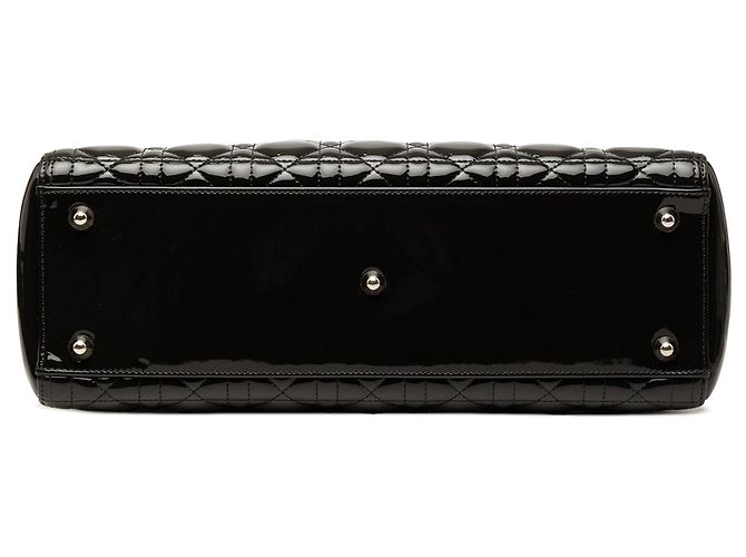 Borsa Lady Dior Large in vernice Cannage nero - vista 3