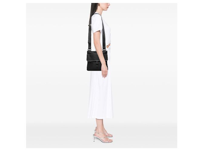 Borsa a tracolla Black Prada Saffiano Trimmed Tessuto Zip Top Nero - vista 6