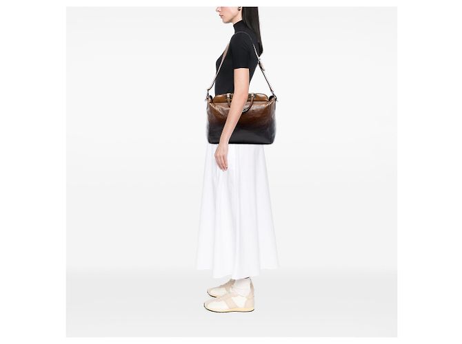 Brauner Prada Sfumato Vernice Naplak Frame Satchel - Ansicht 6