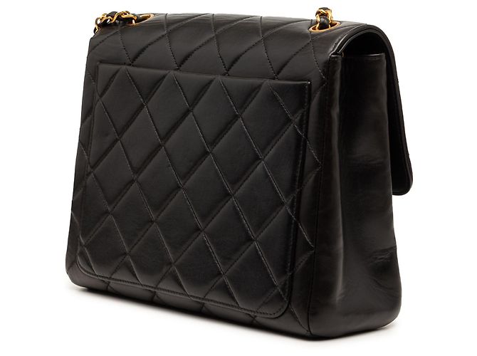 Borsa a tracolla Chanel Small Square Quilted Lambskin Straight Single Flap nera Nero - vista 2