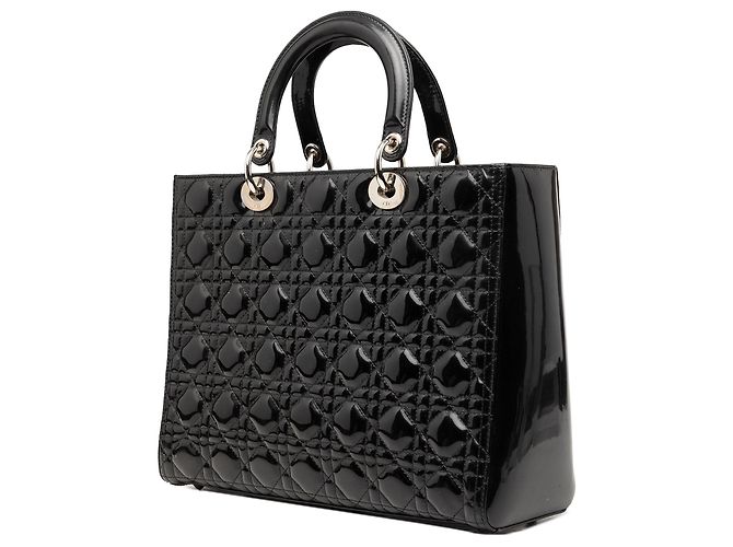 Borsa Dior Large Patent Cannage Lady Dior nera Nero - vista 2