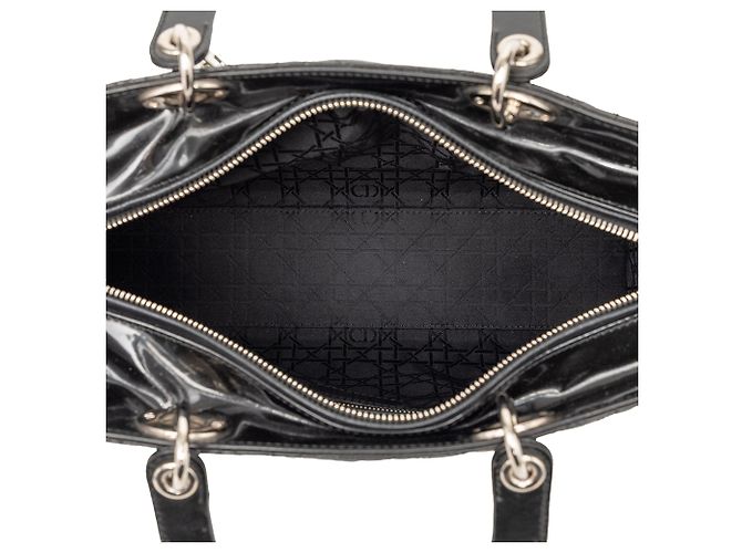 Borsa Dior Large Patent Cannage Lady Dior nera Nero - vista 4