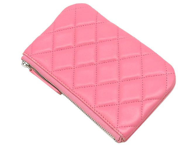 Pochette in agnello trapuntato Chanel CC rosa - vista 2