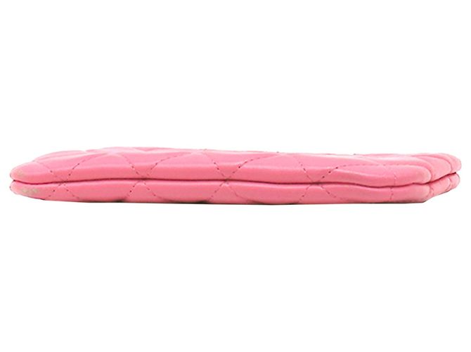Pochette in agnello trapuntato Chanel CC rosa - vista 3