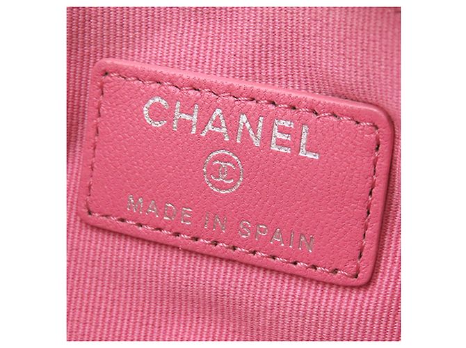 Pochette in agnello trapuntato Chanel CC rosa - vista 5