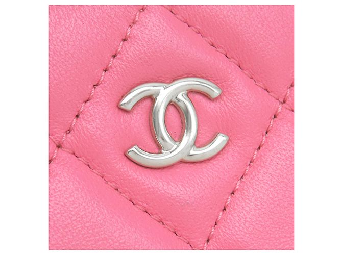 Pochette in agnello trapuntato Chanel CC rosa - vista 7