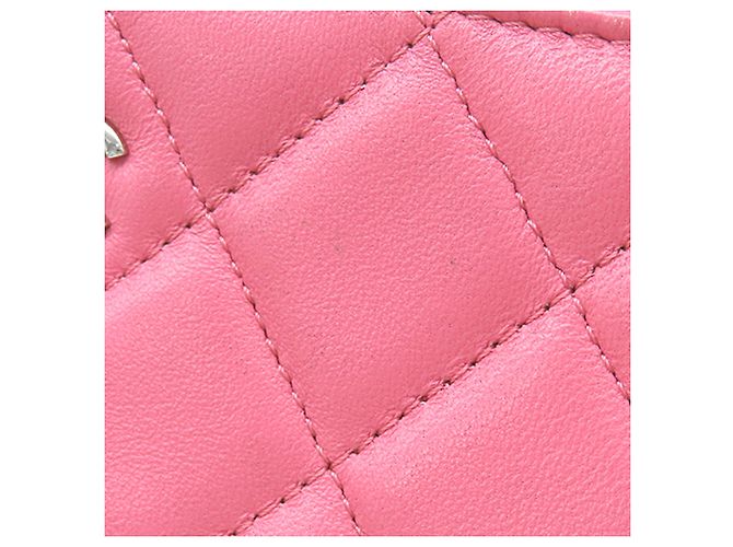 Pochette in agnello trapuntato Chanel CC rosa - vista 8