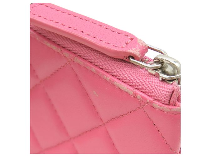 Pochette in agnello trapuntato Chanel CC rosa - vista 9
