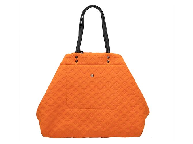 Tote MM in neoprene goffrato Louis Vuitton Arancione e Nero - vista 3