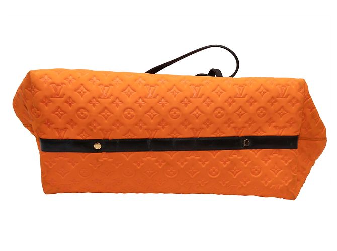 Tote MM in neoprene goffrato Louis Vuitton Arancione e Nero - vista 4