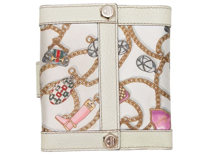 White & Multicolor Gucci Silk & Leather Charmy Wallet - view 2