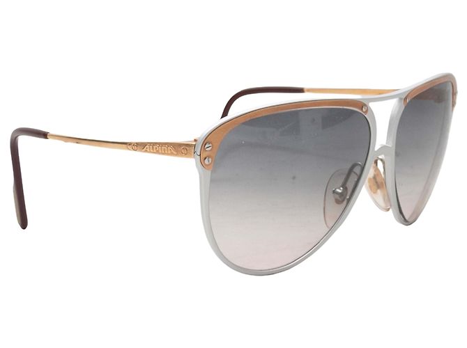 Autre Marque Alpina Metal Aviator Sonnenbrille Grau & Gold - Ansicht 2