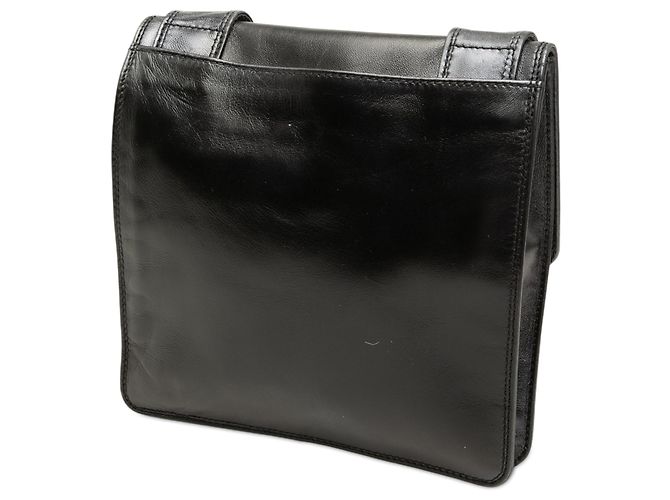 Borsa a tracolla Chanel in agnello nero con logo - vista 2