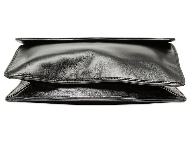 Borsa a tracolla Chanel in agnello nero con logo - vista 3