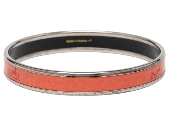 Bracciale in smalto stretto Orange Hermès Narrow Caleche 65 Arancione - vista 3