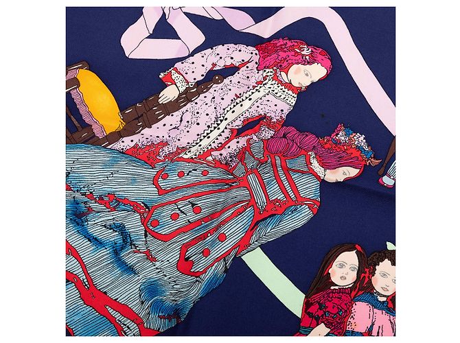 Sciarpa in seta blu Hermès Hello Dolly 90 Scarves - vista 3