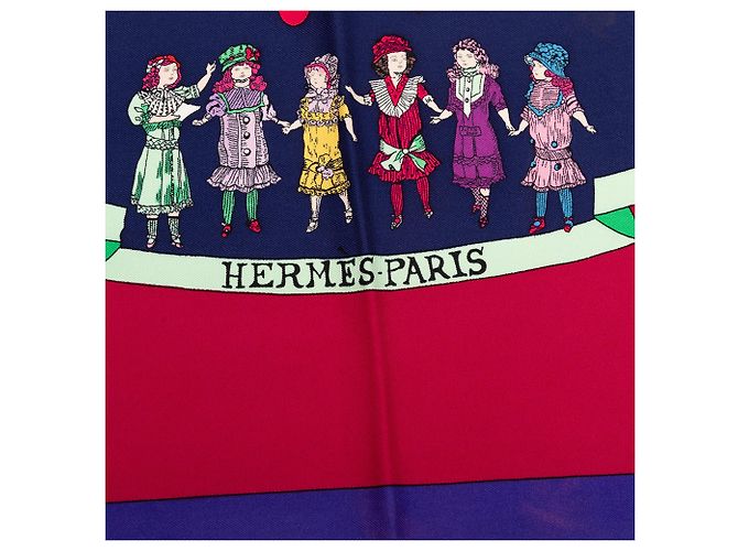 Sciarpa in seta blu Hermès Hello Dolly 90 Scarves - vista 7