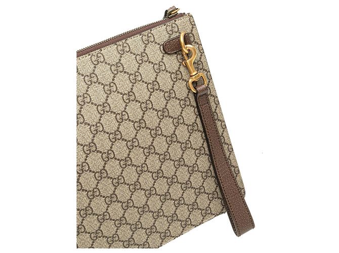 Clutch Gucci GG Supreme Web Butterfly marrone - vista 9
