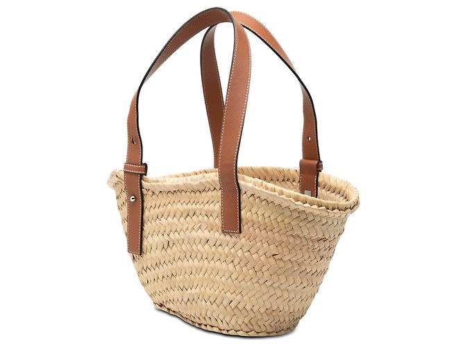 Borsa Tote LOEWE Small Raffia Anagram beige - vista 2