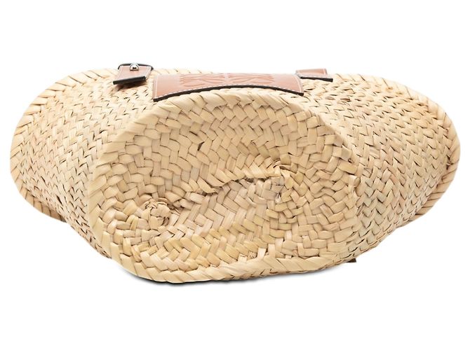 Borsa Tote LOEWE Small Raffia Anagram beige - vista 3