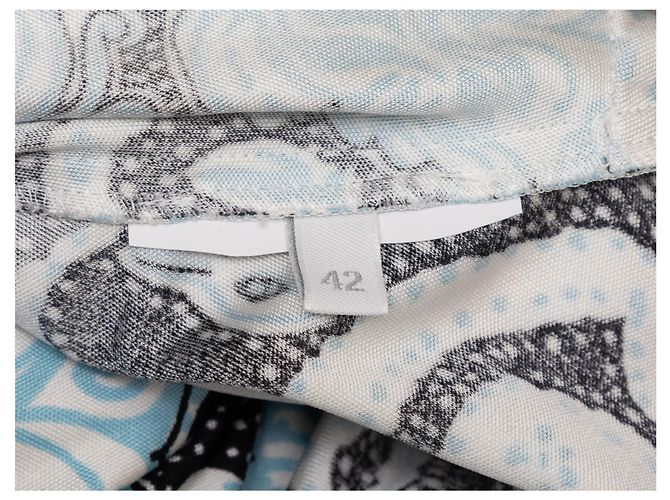 Hellblaues & mehrfarbiges Prada 2016 Vogelprint Kleid Größe IT 42 - Ansicht 7