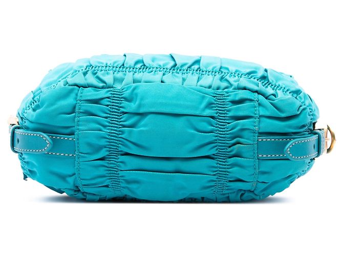 Borsa a tracolla Prada Tessuto Gaufre blu - vista 3