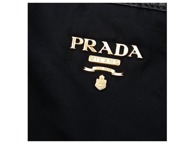 Borsa Tote Satchel Convertible Tessuto nera Prada Nero - vista 5