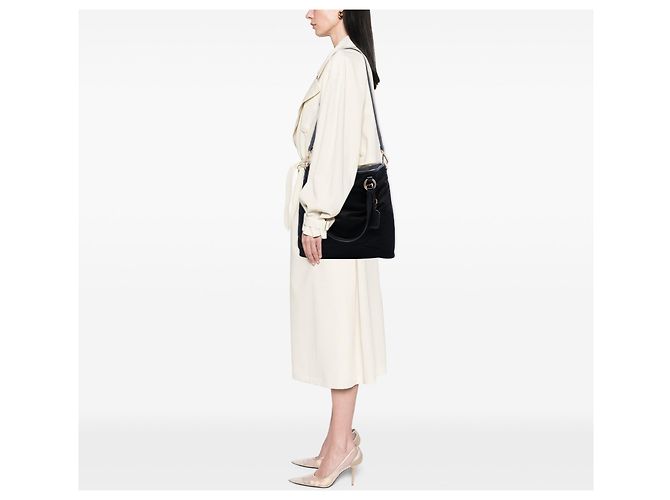 Borsa Tote Satchel Convertible Tessuto nera Prada Nero - vista 6