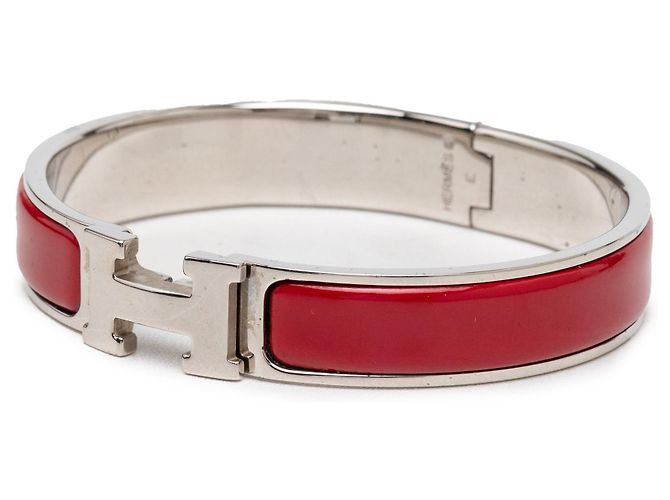 Hermès Narrow Enamel Clic H Armband Rot PM - Ansicht 2