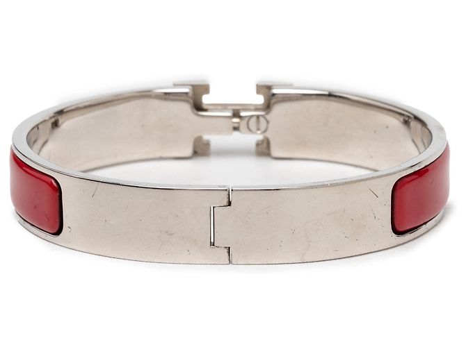 Hermès Narrow Enamel Clic H Armband Rot PM - Ansicht 3