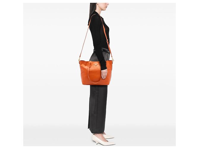 Borsa Tote Saffiano Open Convertible Prada arancione - vista 6