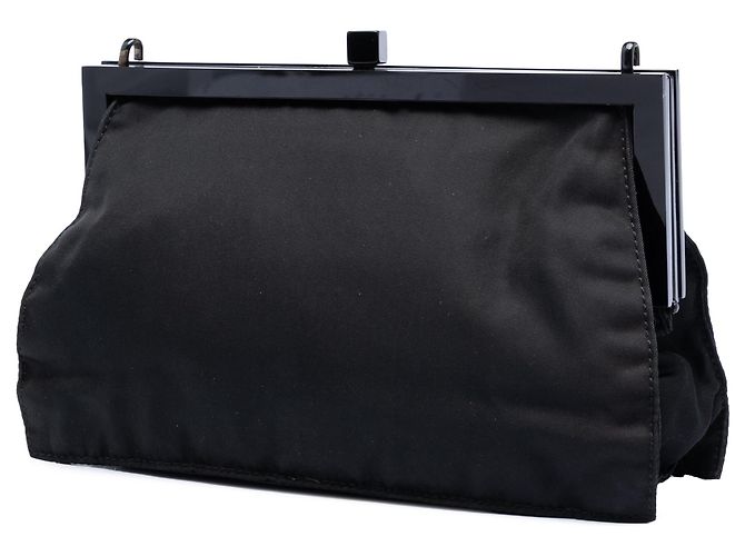 Borsa a tracolla con catena Prada Tessuto Kisslock Frame nera Nero - vista 2
