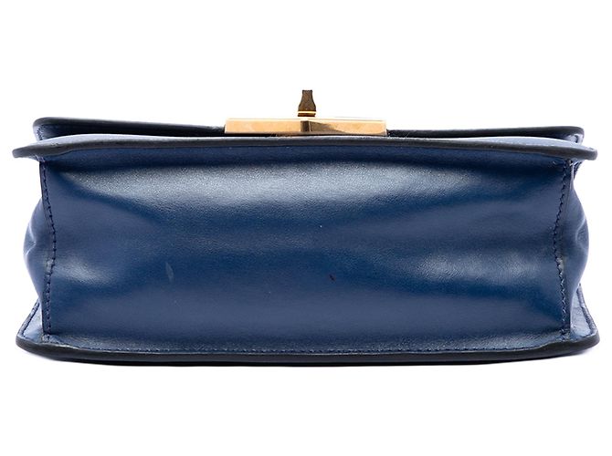 Borsa a tracolla con catena e chiusura Turnlock in Saffiano blu Prada - vista 3