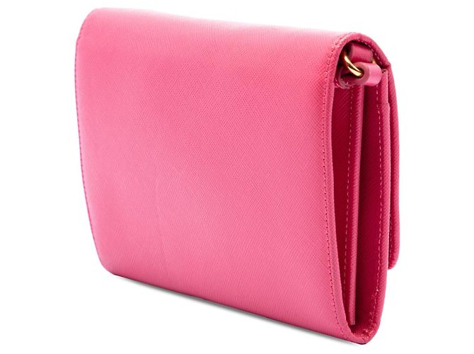 Borsa a tracolla crossbody Prada Saffiano Lux Bow Wallet On Strap rosa - vista 2