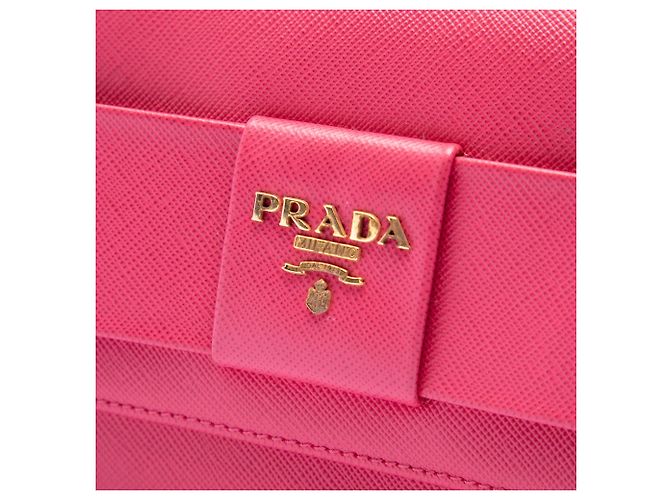 Borsa a tracolla crossbody Prada Saffiano Lux Bow Wallet On Strap rosa - vista 5