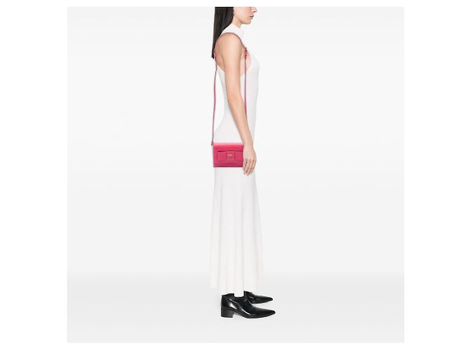 Borsa a tracolla crossbody Prada Saffiano Lux Bow Wallet On Strap rosa - vista 6