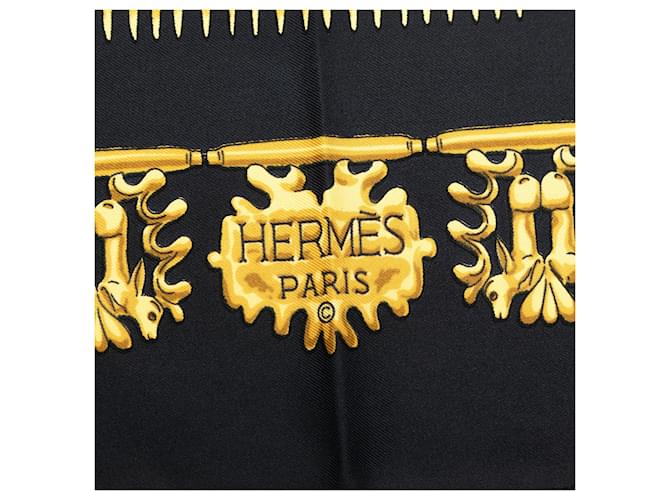 Sciarpa in seta Hermès Les Cavaliers d Or 90 nera Nero - vista 5