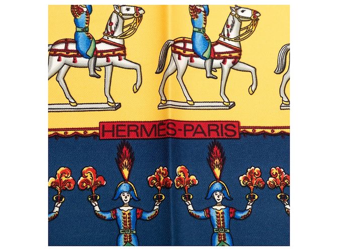 Sciarpa in seta Hermès Les Artificiers 90 blu - vista 4