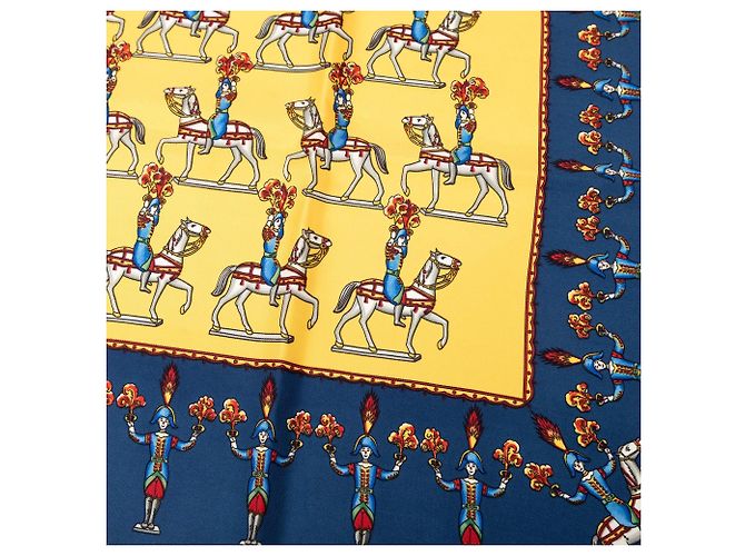 Sciarpa in seta Hermès Les Artificiers 90 blu - vista 8