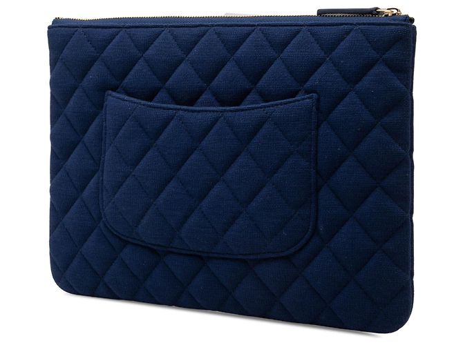 Clutch in Jersey Trapuntato Blu Chanel Medium - vista 2