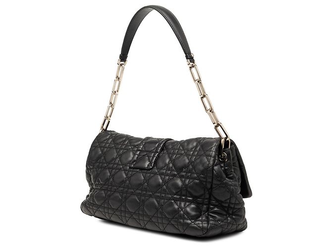 Borsa a tracolla Dior in agnello Cannage New Lock nera Nero - vista 2