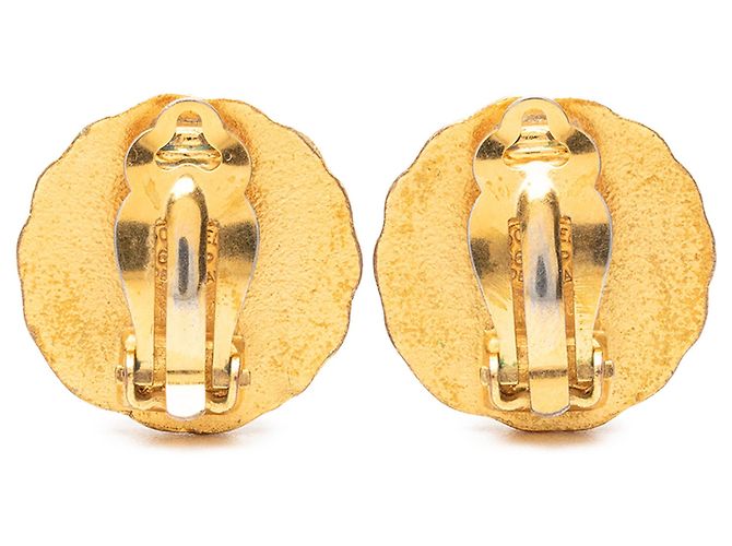 Orecchini a cerchio rotondi Chanel CC Gold Plated Sunburst dorati D'oro - vista 2